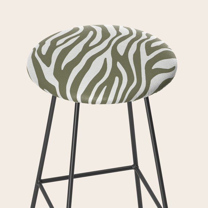 Olive Zebra Animal Print Stool Gallery Image 2