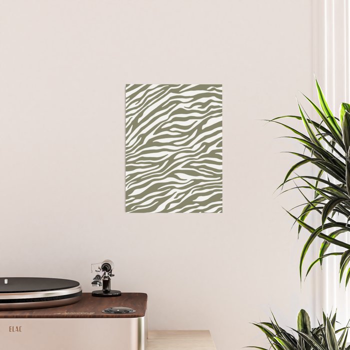 Olive Zebra Animal Print Poster Gallery Image 2