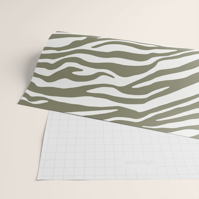 Olive Zebra Animal Print Wrapping Paper Gallery Image 2