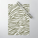 Olive Zebra Animal Print Wrapping Paper Gallery Image 1