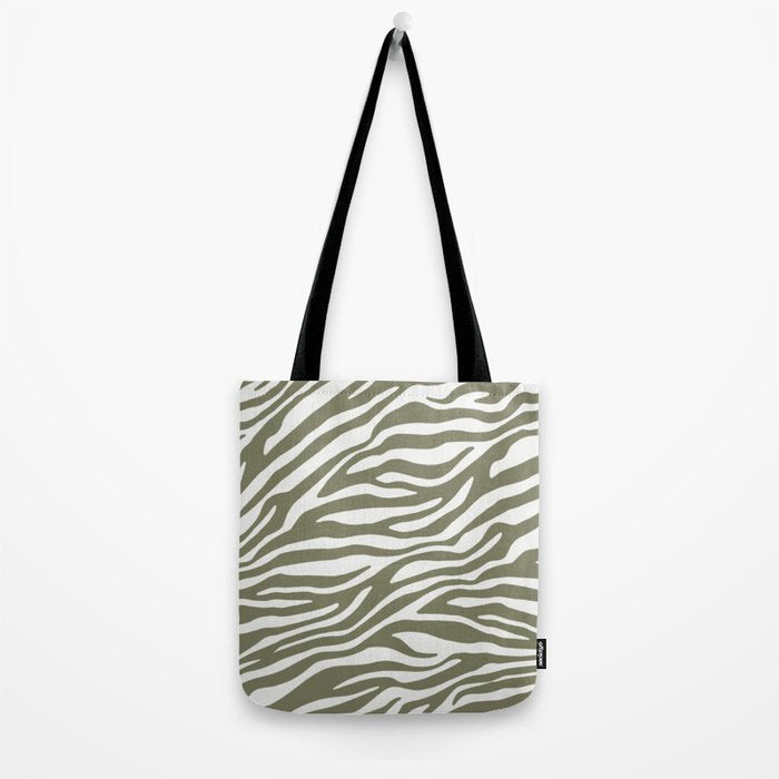 Olive Zebra Animal Print Tote Bag Gallery Image 2