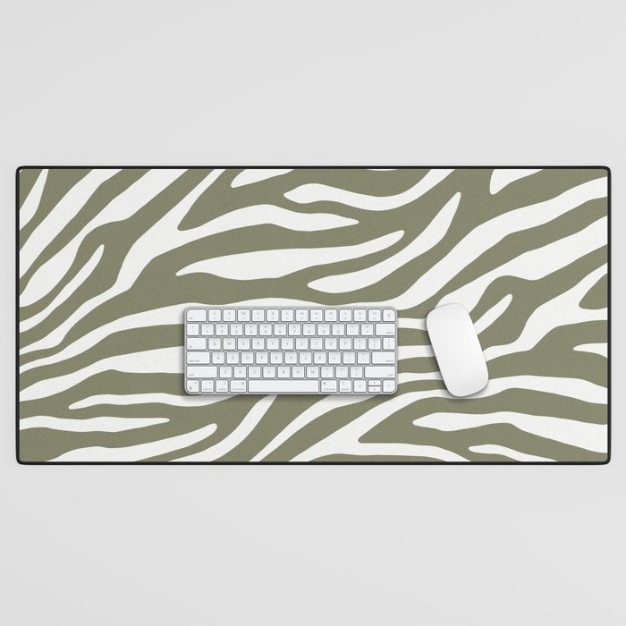 Olive Zebra Animal Print Desk Mat Gallery Image 1