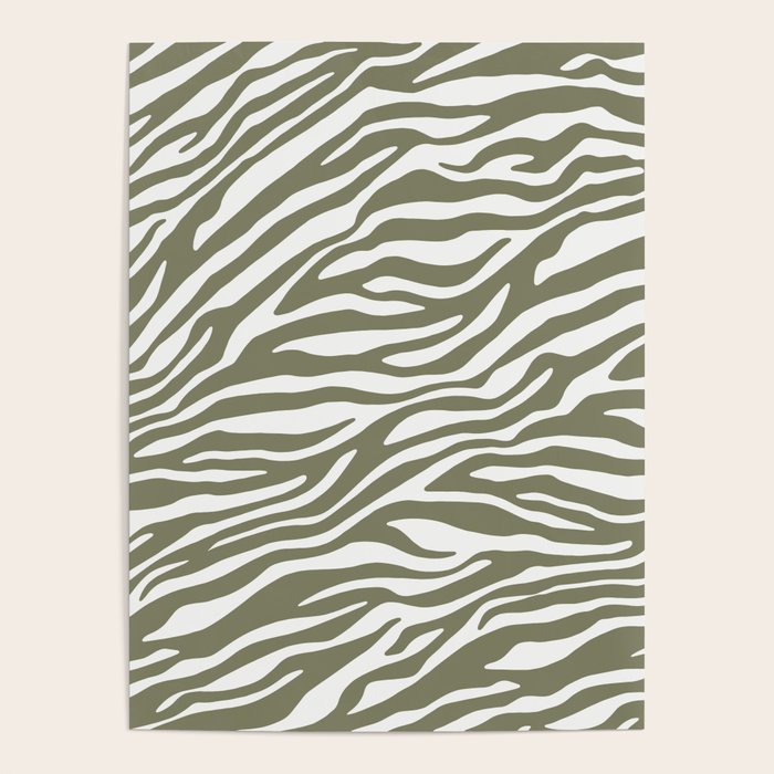 Olive Zebra Animal Print Poster Gallery Image 1