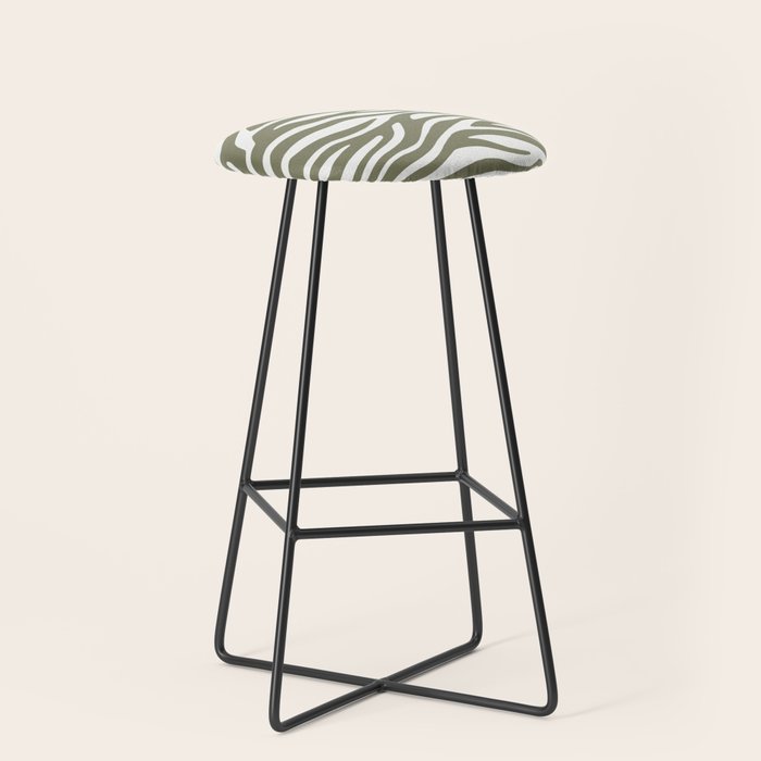 Olive Zebra Animal Print Stool Gallery Image 1