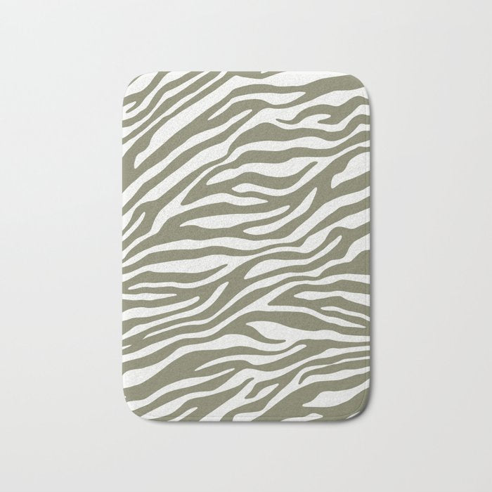 Olive Zebra Animal Print Bath Mat Gallery Image 1