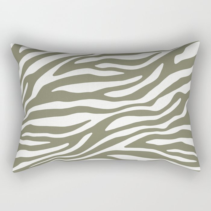 Olive Zebra Animal Print Rectangular Pillow Gallery Image 1