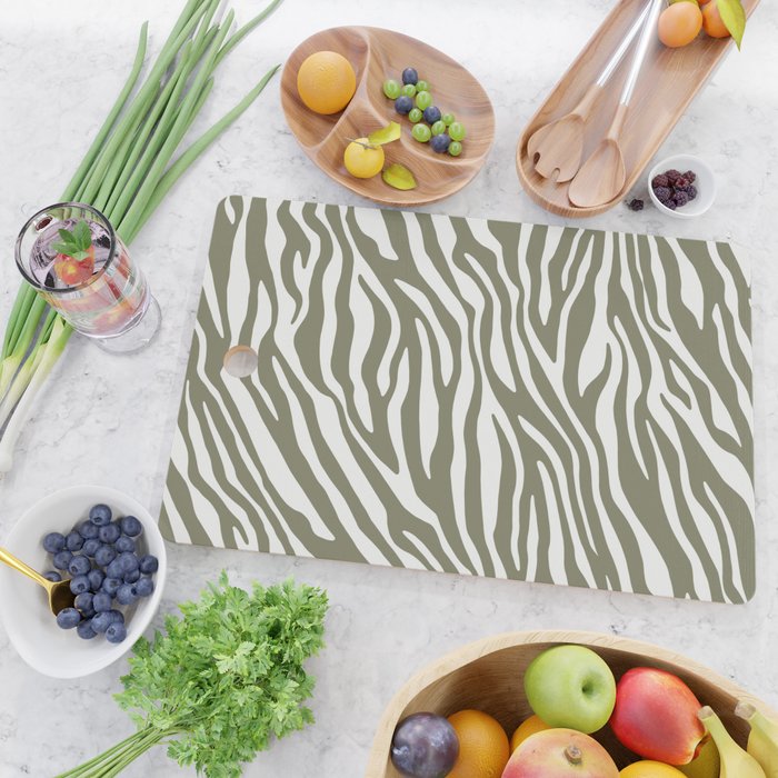 Olive Zebra Animal Print Cutting Board Gallery Image 2