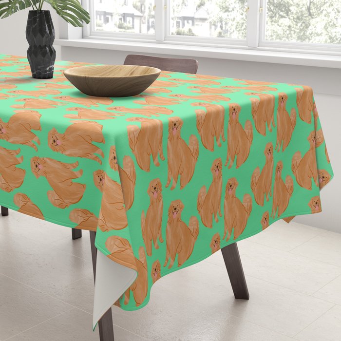 Happy Golden Retriever Tablecloth Gallery Image 3