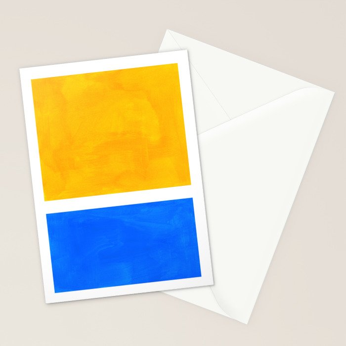 Primary Yellow Cerulean Blue Mid Century Modern Abstract Minimalist Rothko Color Field Squares Stationery Card Gallery Image 2