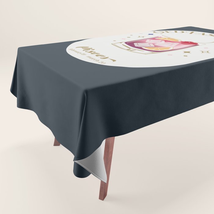 Old Fashioned Cocktail Zodiac Sign Tablecloth Gallery Image 1