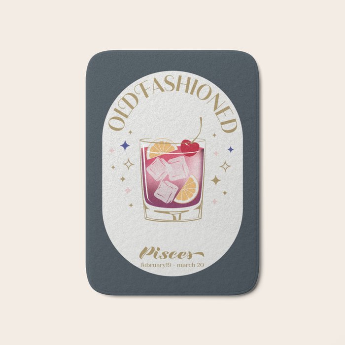 Old Fashioned Cocktail Zodiac Sign Bath Mat Gallery Image 1