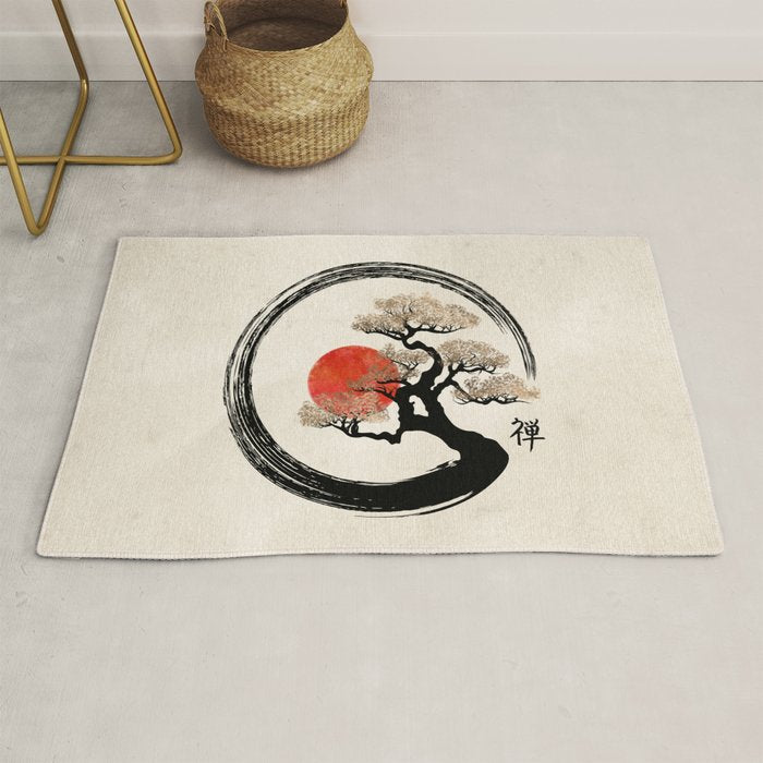 Enso Circle and Bonsai Tree on Canvas Rug Gallery Image 1