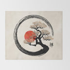 Enso Circle and Bonsai Tree on Canvas Throw Blanket Gallery Image 2