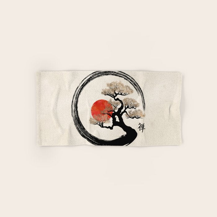 Enso Circle and Bonsai Tree on Canvas Bath Towel Gallery Image 1