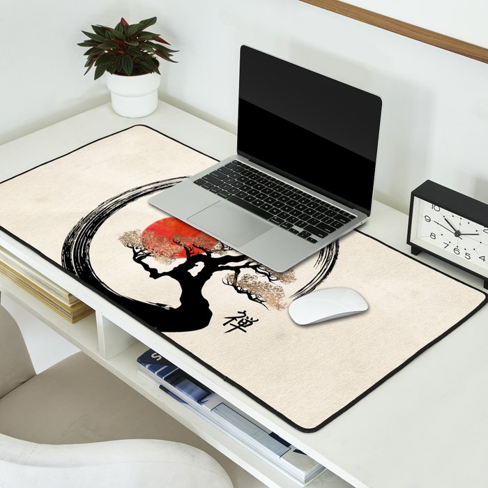 Enso Circle and Bonsai Tree on Canvas Desk Mat Gallery Image 2
