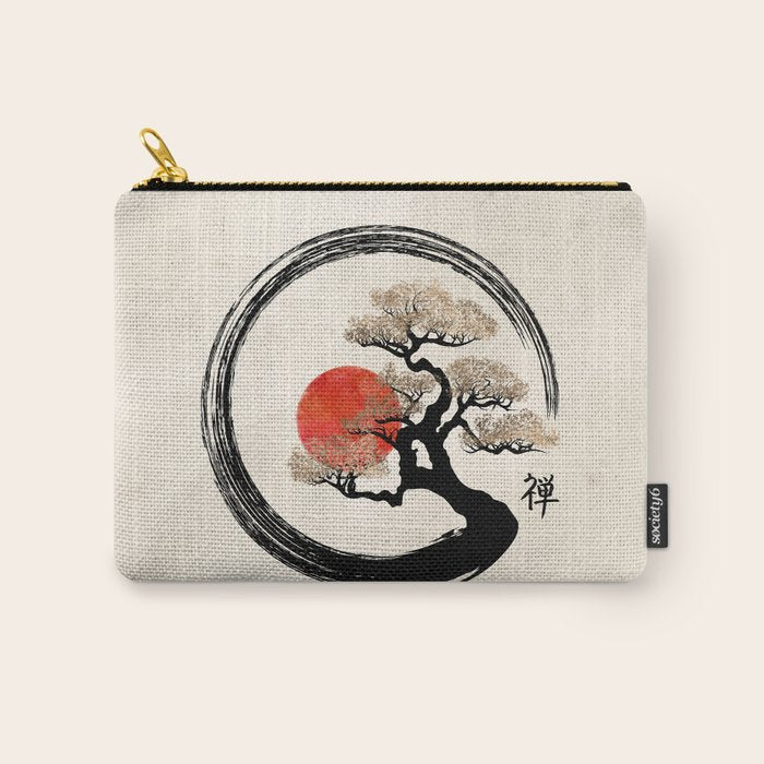 Enso Circle and Bonsai Tree on Canvas Carry All Pouch Gallery Image 1