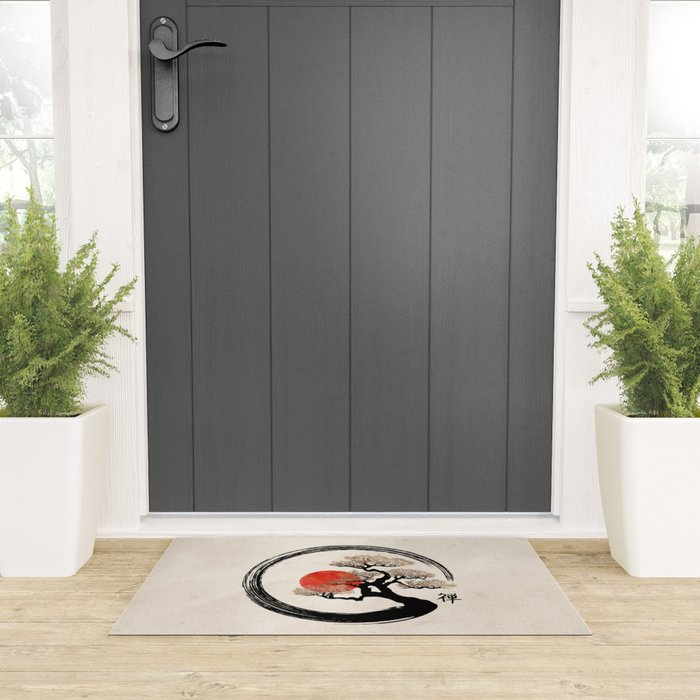 Enso Circle and Bonsai Tree on Canvas Welcome Mat Gallery Image 3