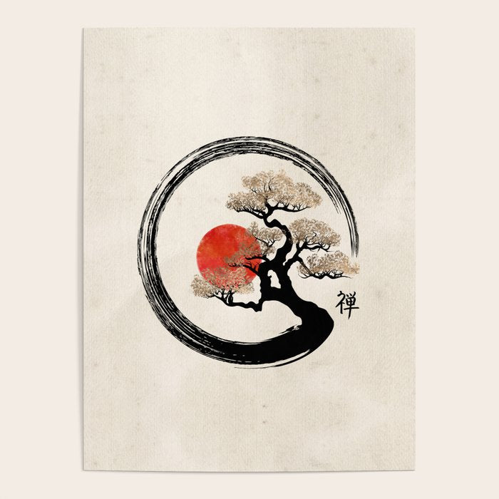 Enso Circle and Bonsai Tree on Canvas Poster Gallery Image 1