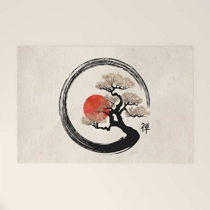 Enso Circle and Bonsai Tree on Canvas Welcome Mat Gallery Image 1