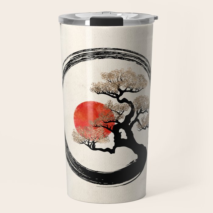 Enso Circle and Bonsai Tree on Canvas Travel Mug Gallery Image 1