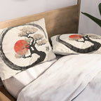Enso Circle and Bonsai Tree on Canvas Pillow Sham Gallery Image 2