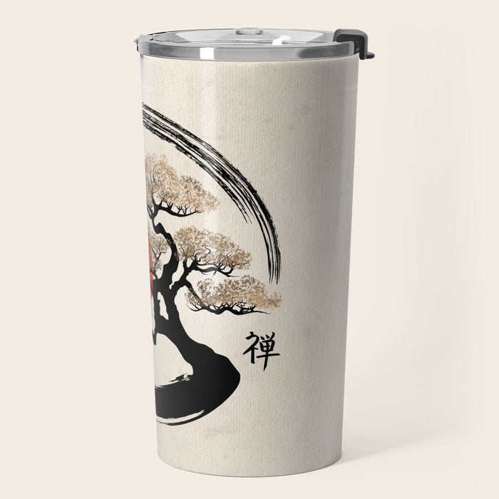 Enso Circle and Bonsai Tree on Canvas Travel Mug Gallery Image 2