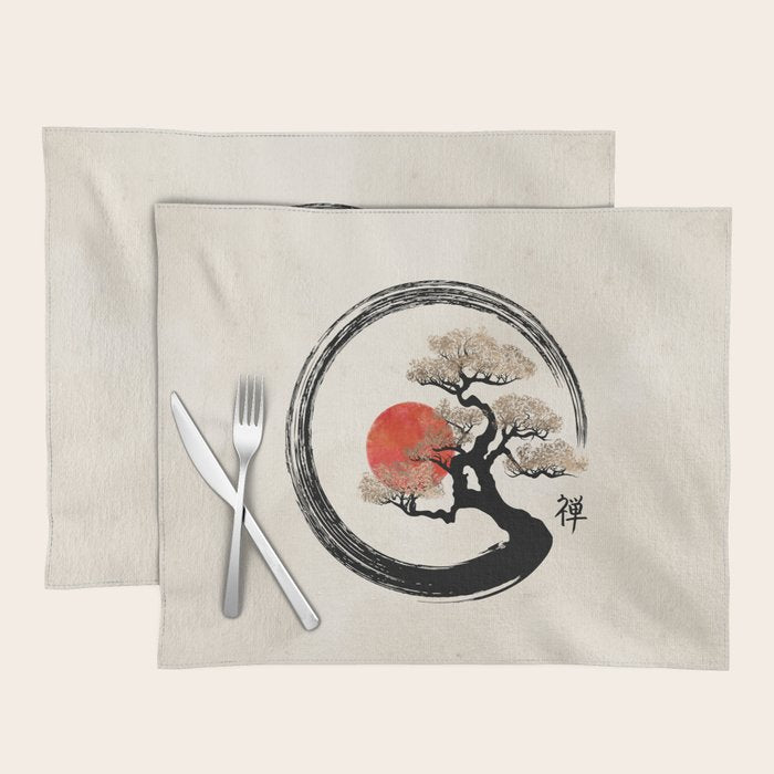Enso Circle and Bonsai Tree on Canvas Placemat Gallery Image 1