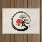 Enso Circle and Bonsai Tree on Canvas Outdoor Rug Gallery Image 1