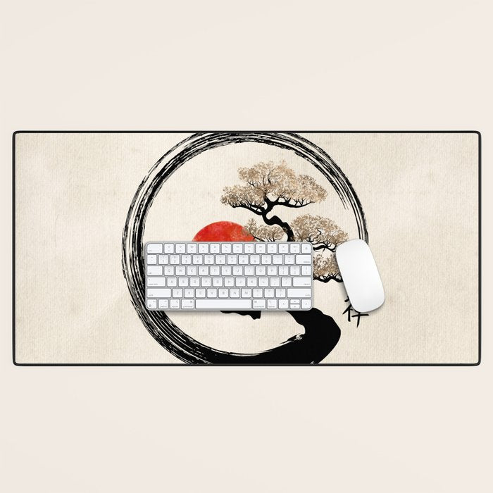 Enso Circle and Bonsai Tree on Canvas Desk Mat Gallery Image 1