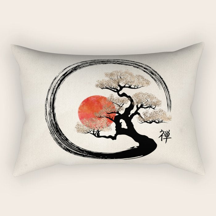 Enso Circle and Bonsai Tree on Canvas Rectangular Pillow Gallery Image 1
