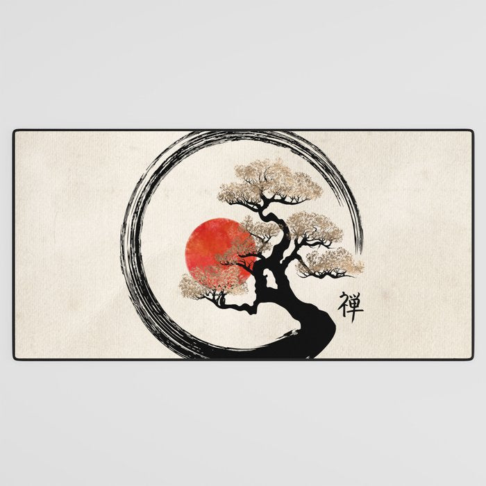 Enso Circle and Bonsai Tree on Canvas Desk Mat Gallery Image 3