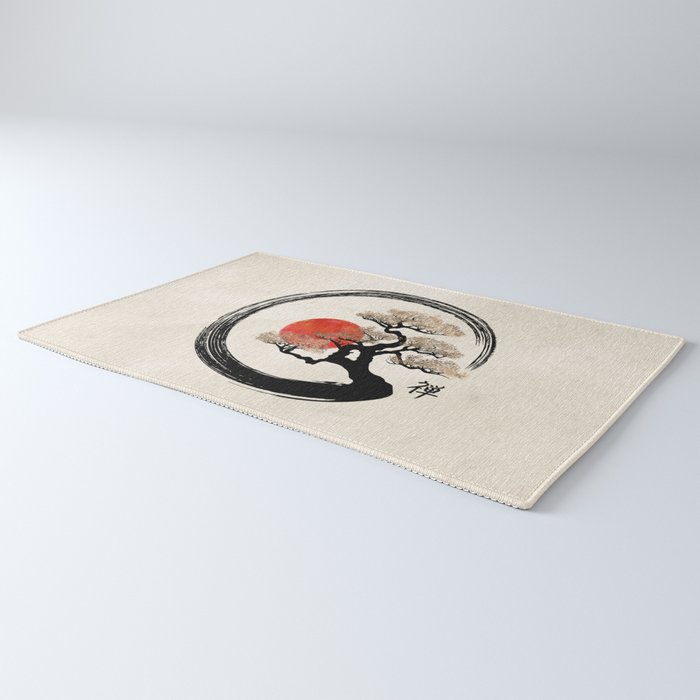 Enso Circle and Bonsai Tree on Canvas Rug Gallery Image 3