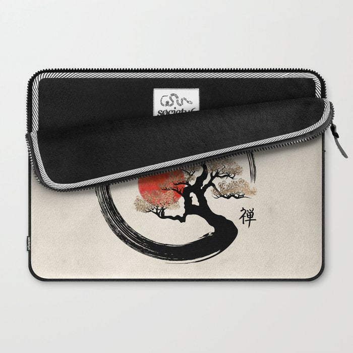 Enso Circle and Bonsai Tree on Canvas Laptop Sleeve Gallery Image 2
