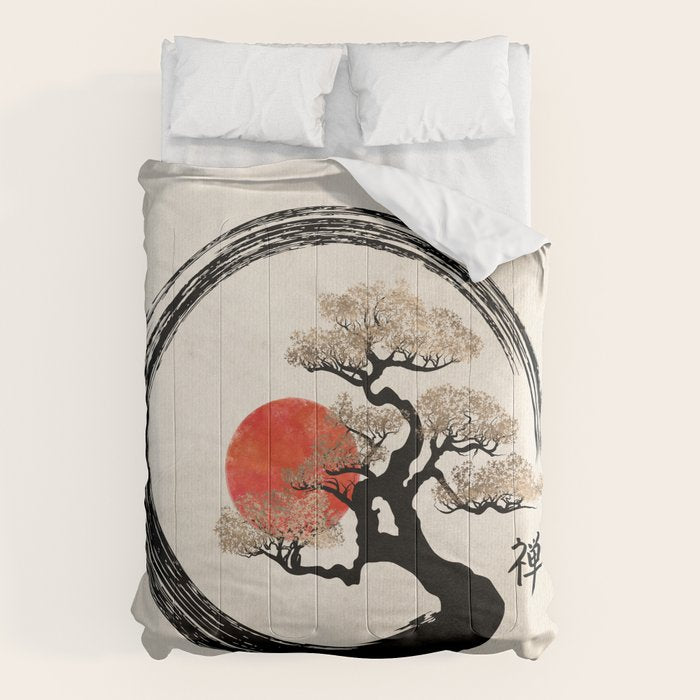 Enso Circle and Bonsai Tree on Canvas Comforter Gallery Image 6