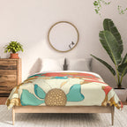 Red, Orange, Turquoise and Brown Retro Floral Pattern Comforter Gallery Image 3
