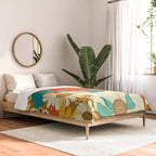 Red, Orange, Turquoise and Brown Retro Floral Pattern Comforter Gallery Image 2