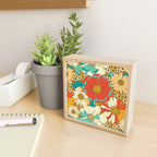 Red, Orange, Turquoise and Brown Retro Floral Pattern Mini Art Print Gallery Image 2