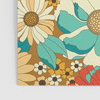 Red, Orange, Turquoise and Brown Retro Floral Pattern Poster Gallery Image 3