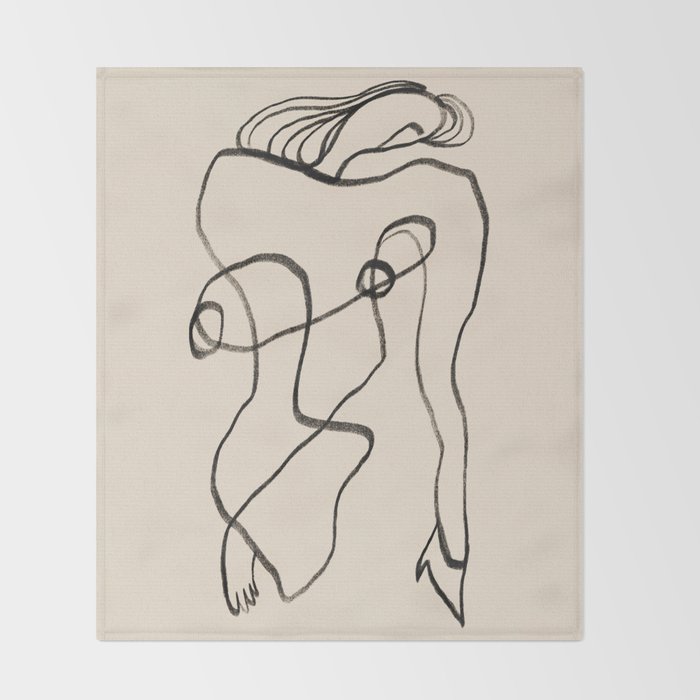 Line art nude surrealism Throw Blanket Gallery Image 2