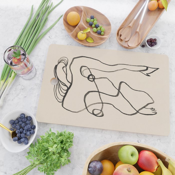 Line art nude surrealism Cutting Board Gallery Image 2