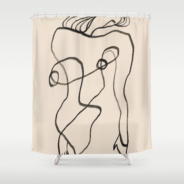 Line art nude surrealism Shower Curtain Gallery Image 1