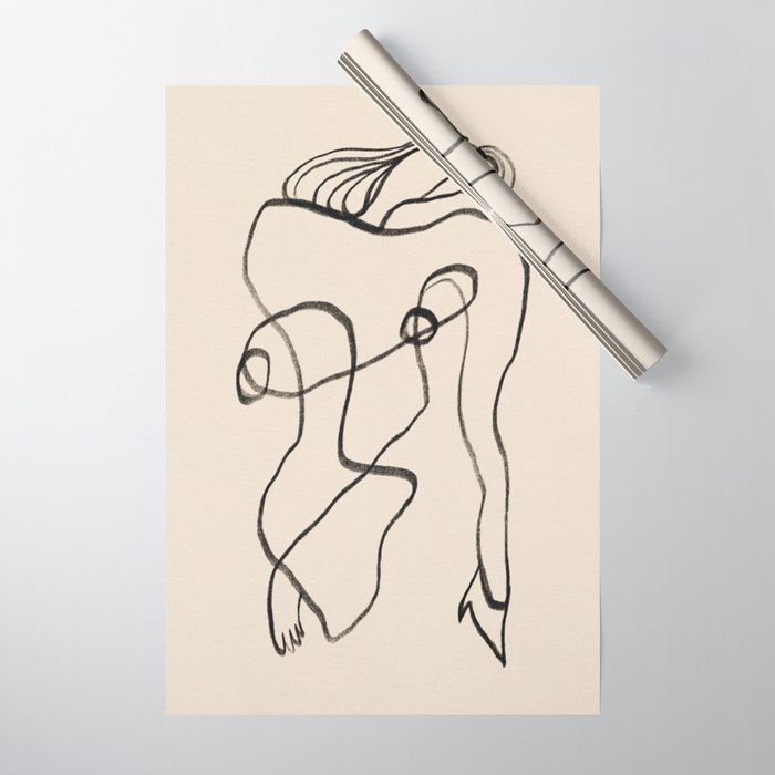 Line art nude surrealism Wrapping Paper Gallery Image 1