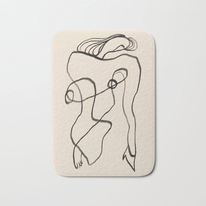 Line art nude surrealism Bath Mat Gallery Image 1