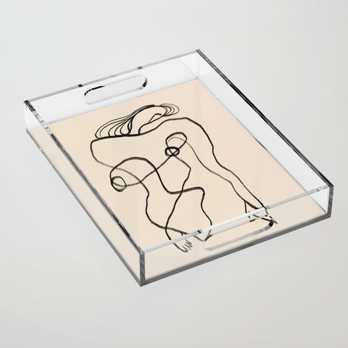 Line art nude surrealism Acrylic Tray Gallery Image 1