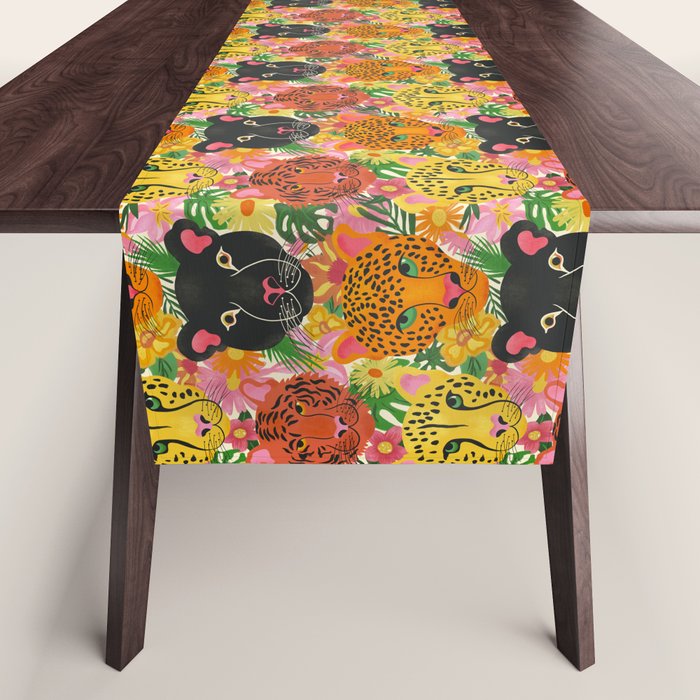Maximalist Jungle Tiger Cheetah Leopard and Jaguar Table Runner Gallery Image 1