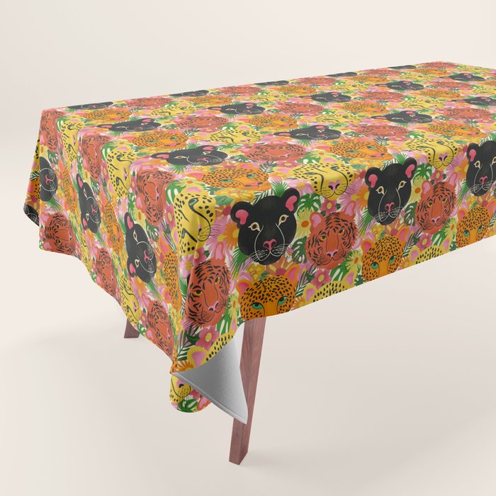 Maximalist Jungle Tiger Cheetah Leopard and Jaguar Tablecloth Gallery Image 1