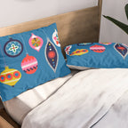 Retro Christmas Baubles on a dark background Pillow Sham Gallery Image 2