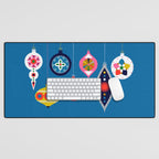 Retro Christmas Baubles on a dark background Desk Mat Gallery Image 1