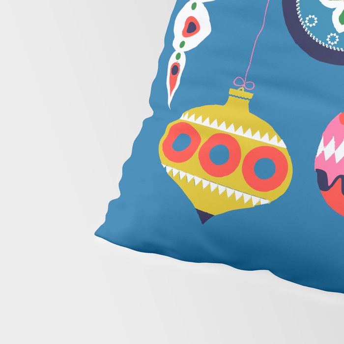 Retro Christmas Baubles on a dark background Pillow Sham Gallery Image 4