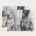 The Happiness of Little Girls and Great Danes black and white photograph Placemat Gallery Image 1